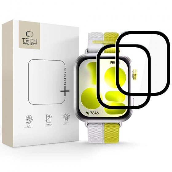 Tech-Protect Υβριδικό Γυαλί Τεχνολογίας Προστασίας Glass Flex+ 2 Τεμαχίων Ρολόι Huawei Fit 5 Μαύρο