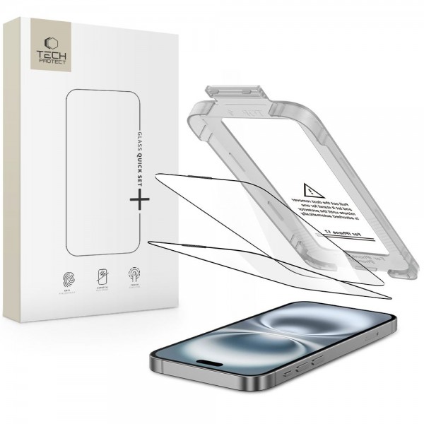Tech-Protect Quick Set+ 2-Pack Tempered Glass Full Face για iPhone 17 - Μαύρο