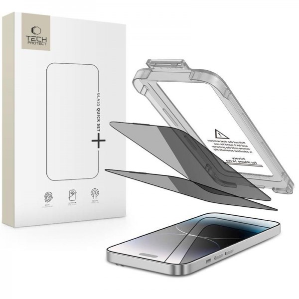 Tech-Protect Quick Set Spy+ 2-Pack Γυαλί Προστασίας Απορρήτου για iPhone 14 Pro