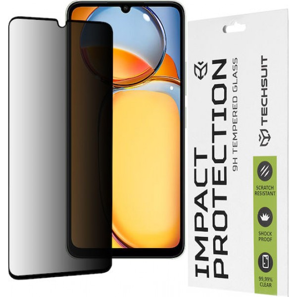 Techsuit 111D Privacy Full Glue Tempered Glass για Xiaomi Redmi 13C 4G/ 13C 5G/ Poco C65 - Μαύρο