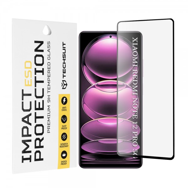 Techsuit ESD Full Cover Full Glue Tempered Glass για Xiaomi Redmi Note 12 Pro 5G / 12 Pro+ / Poco X5 Pro - Μαύρο