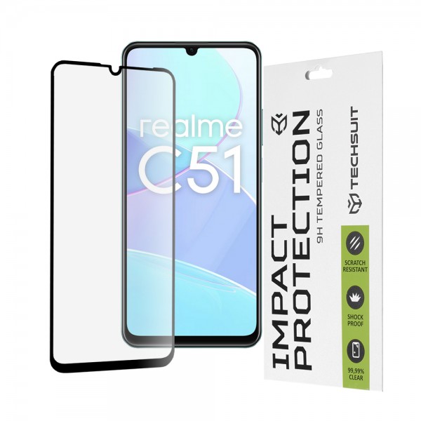 Techsuit Full Glue Tempered Glass για Realme C51 / Note 50 - Μαύρο