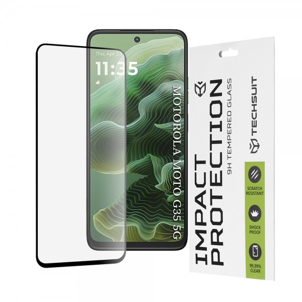 Techsuit - 111D Full Cover / Full Glue Glass - Motorola Moto G35 / G56 - Black