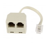 Αντάπτορας 6p4c 1x αρσενικό 0.20cm σε 2 x θηλυκό, Μπεζ, RJ11, Powertech 