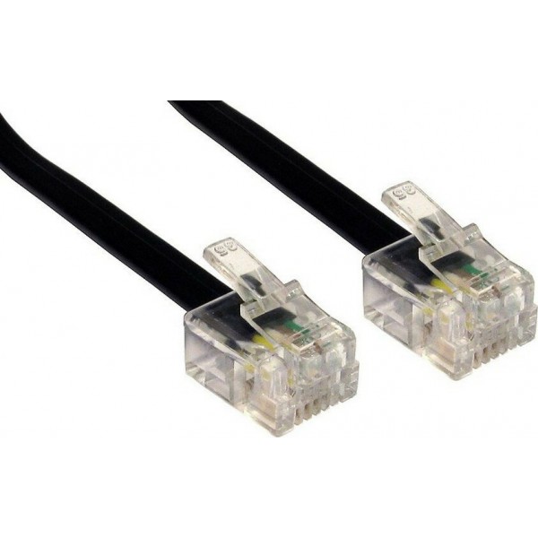 POWERTECH Καλώδιο Τηλεφώνου RJ11 6P4C CAB-T012, μαύρο, 20m