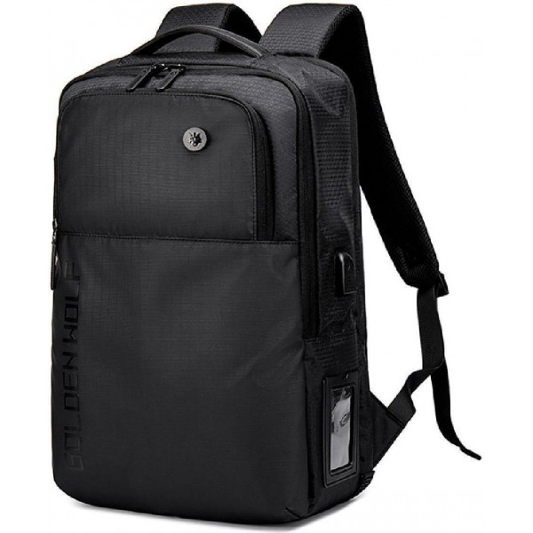 GOLDEN WOLF τσάντα πλάτης GB00399, με θήκη laptop 15.6", 20L, μαύρη