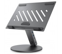 Βάση Φορητού Υπολογιστή με Hub 6 σε 1 Spigen LD204H, Σκούρο Γκρι