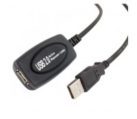 Καλώδιο USB 2.0 σε USB female με ενισχυτή, 5m, Black, POWERTECH