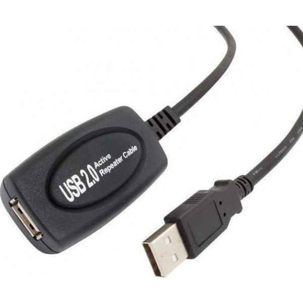 POWERTECH καλώδιο USB 2.0 σε USB female με ενισχυτή, 15m, Black