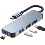 Tech-Protect V1-HUB USB 3.0 Hub 4 Θυρών με σύνδεση USB-C & Θύρα Φόρτισης Γκρι
