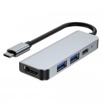 Tech-Protect V2-HUB USB 3.0 Hub 3 Θυρών με σύνδεση USB-C Γκρι