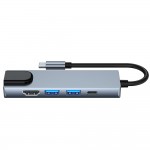 Tech-Protect V3-HUB USB 3.0 Hub 5 Θυρών με σύνδεση USB-C & Θύρα Φόρτισης Γκρι