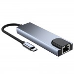 Tech-Protect V3-HUB USB 3.0 Hub 5 Θυρών με σύνδεση USB-C & Θύρα Φόρτισης Γκρι