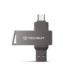 Techsuit Memory Stick THSM19 – USB 3.0 & USB Type-C Flash Drive 16GB, Υψηλής Ταχύτητας, Γκρι