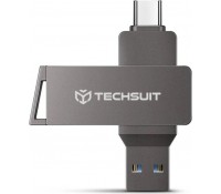 Techsuit - Memory Stick THSM20 (THSM20064) - Dual-Interface USB 3.0, Type-C 64GB, High Speed FlashDrive - Grey