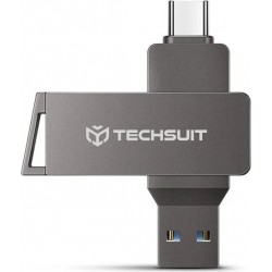 Techsuit - Memory Stick THSM19 (THSM19932) - Dual-Interface USB 3.0, Type-C 32GB, High Speed FlashDrive - Grey