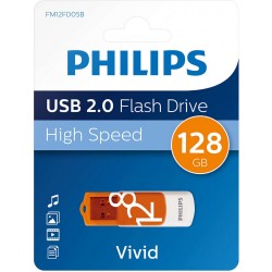 USB Φλασάκι Philips Vivid Edition 128GB USB 2.0 Λευκό/Πορτοκαλί