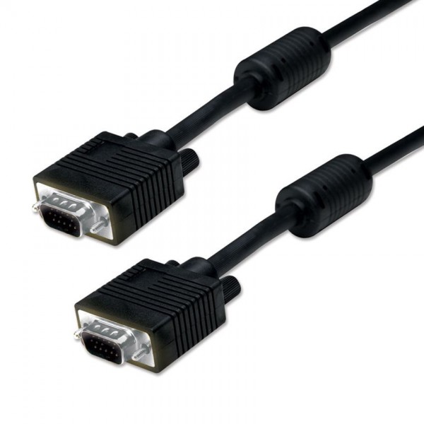 Καλώδιο VGA HD 15pin - 3m - αρσενικό σε αρσενικό με 2 x Ferrites (3+4) - Μαύρο, Powertech 