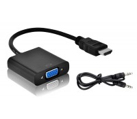 POWERTECH Αντάπτορας HDMI σε VGA CAB-H071 με Audio Jack, Μαύρο, 0.20m