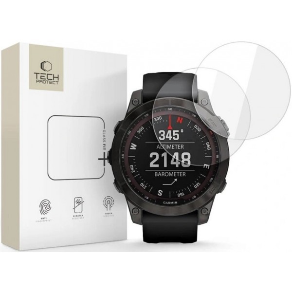 Tech-Protect Glass Fit+ Tempered Glass για Garmin Fenix 7X / 7X Pro 51mm (2 Τεμάχια, Clear)