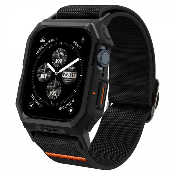 Spigen Lite Fit ”pro” Λουράκι με Θήκη Σιλικόνης matte black για το Apple Watch 4 / 5 / 6 / 7 / 8 / 9 / SE (44 / 45 MM) , ACS07103