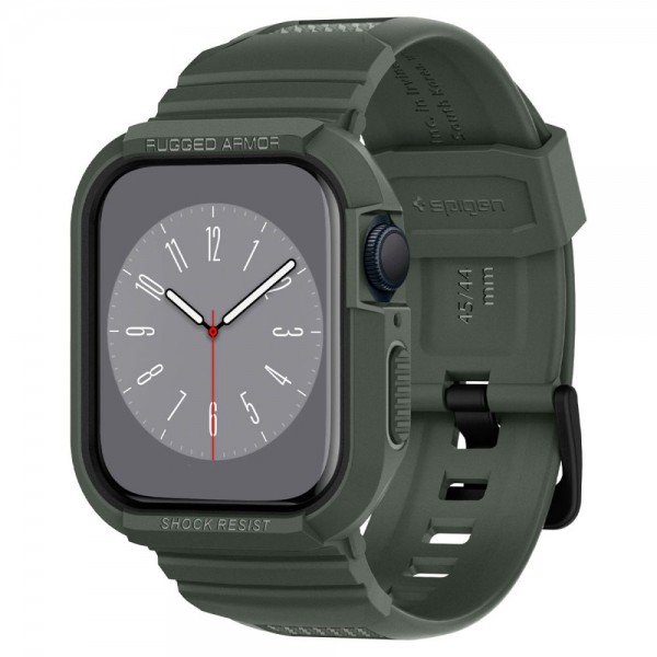 Spigen Rugged Armor Pro Θήκη Σιλικόνης σε Χακί χρώμα για το Apple Watch 4 / 5 / 6 / 7 / 8 / 9 / SE (44 / 45 MM) 