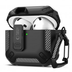 Tech-Protect Carbonox Θήκη με Γάντζο σε Μαύρο χρώμα για Apple AirPods 4