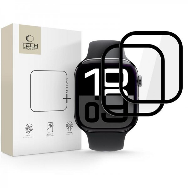 Tech-Protect Glass Flex+ Hybrid Γυαλί 2-Pack για Apple Watch 10 (46mm) Μαύρο