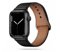 Tech-Protect Leatherfit Λουράκι σε Μαύρο χρώμα για το Apple Watch 4 / 5 / 6 / 7 / 8 / SE (38 / 40 / 41 MM)