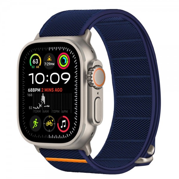 Tech-Protect Nylon Slip Λουράκι για Apple Watch 44/45/46/49mm Navy Blue