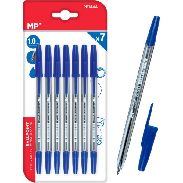MP στυλό διαρκείας PE144A, 1mm, μπλε, 7τμχ MP στυλό διαρκείας PE144A, 1mm, μπλε, 7τμχ