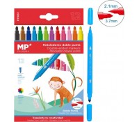 MP σετ χρωματιστών μαρκαδόρων με διπλή μύτη 2.1 & 3.7mm PP861, 12τμχ