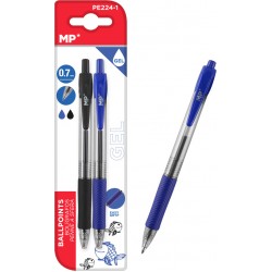 MP στυλό διαρκείας gel PE224-1, 0.7mm, μπλε & μαύρο, 2τμχ
