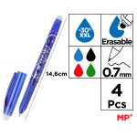 MP Σετ 4 Στυλό Διαρκείας που Σβήνουν PE217-2, Μύτη 0,7 mm, Μπλε / Μαύρο / Πράσινο / Κόκκινο MP Σετ 4 Στυλό Διαρκείας που Σβήνουν PE217-2, Μύτη 0,7 mm, Μπλε / Μαύρο / Πράσινο / Κόκκινο